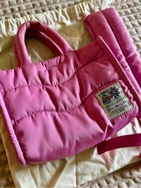 Coach Pink Mini Puffer Tote with Patch